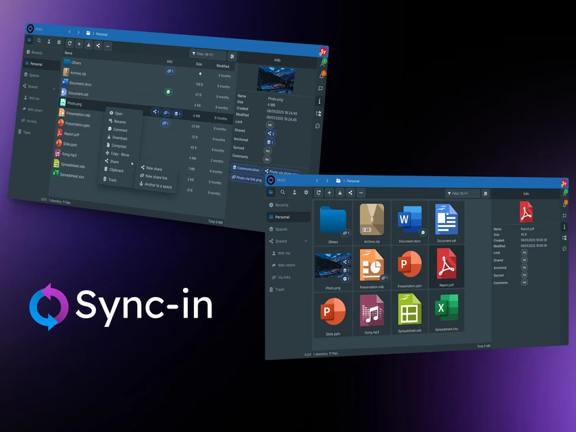 Sync-in 2.1 – Open-source self-hosted platform for file sync and collaboration (UI refresh)