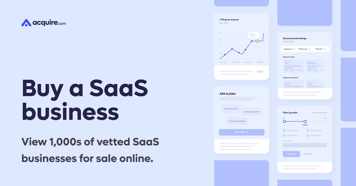 View 1,000s of Online Businesses for Sale | Acquire.com