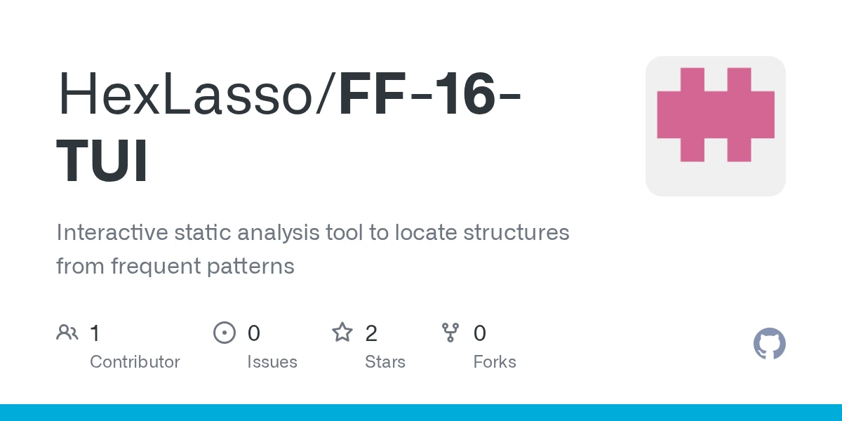 Interactive pattern discovery in binaries (FF-16-TUI)