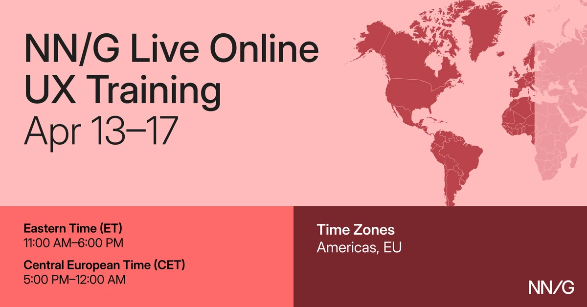April Live Online Courses 2026 Agenda | Nielsen Norman Group