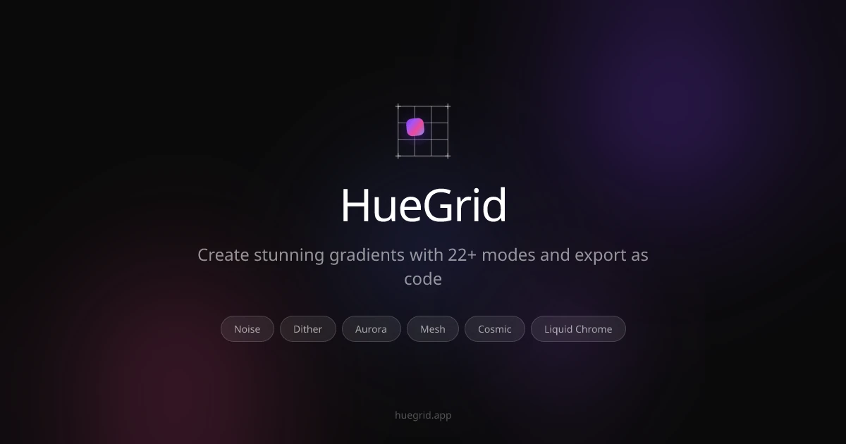 HueGrid — Create Stunning Gradients with 22+ Modes