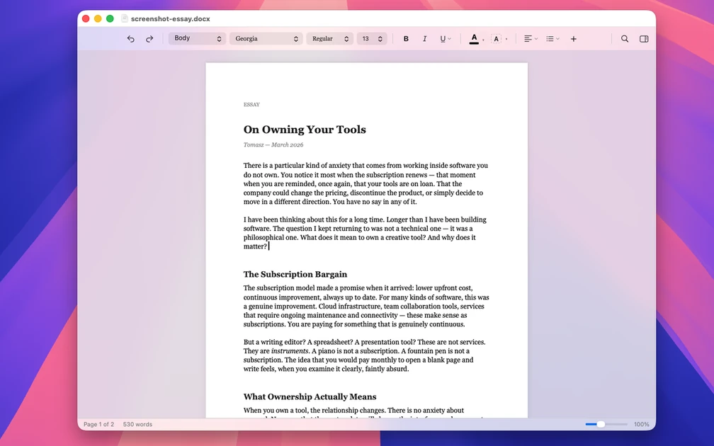 Show HN: Verso – A $14.99 Mac word processor with no subscription