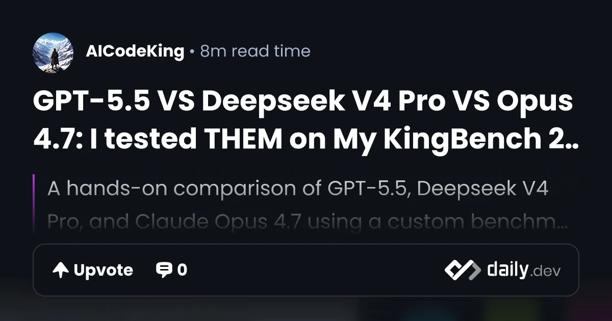 GPT-5.5 VS Deepseek V4 Pro VS Opus 4.7: I tested THEM on...
