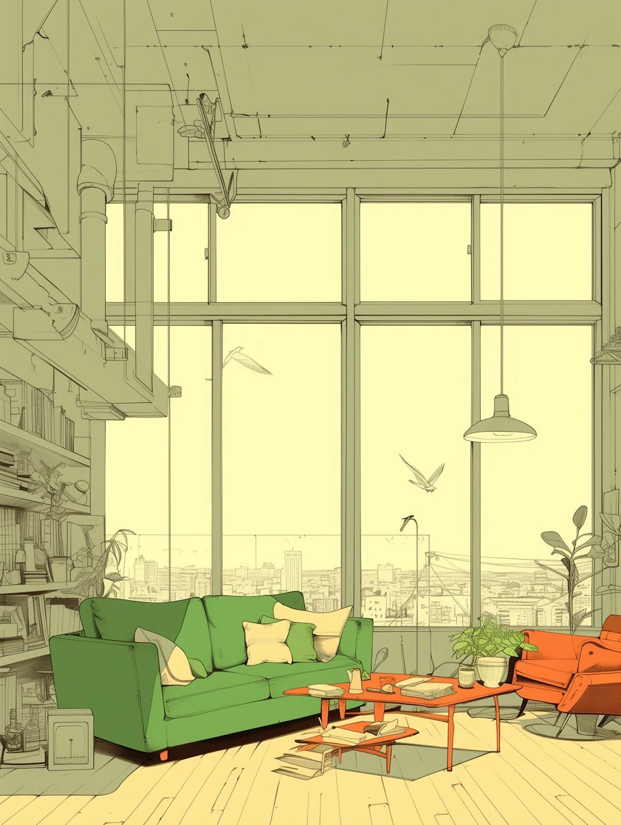 another nice illustration for living room, scandinavian like
