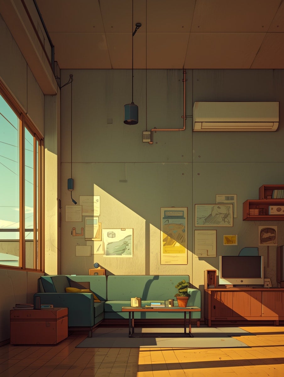 cozy living room illustration design